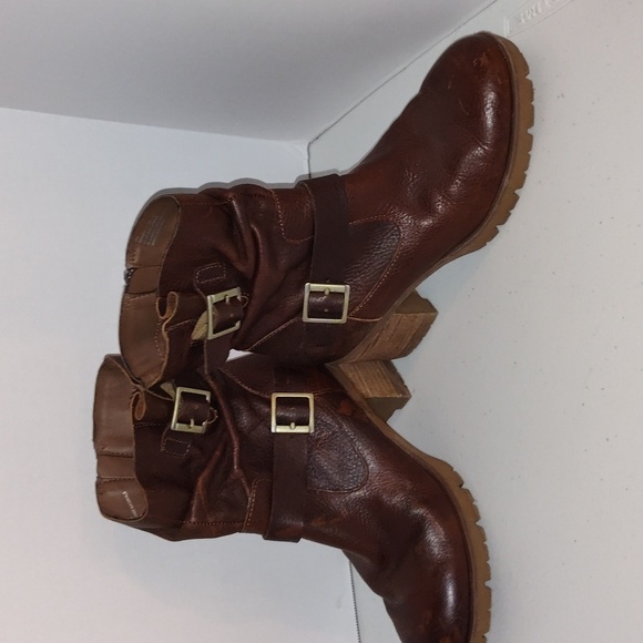 Kork by krork-ease Brown leather boots  motorcycle style - Picture 1 of 14